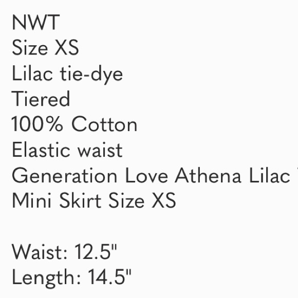 (A7) Generation Love Athena Lilac Tie-dye Ruffled Mini Skirt, Size XS, NWT - Picture 10 of 11